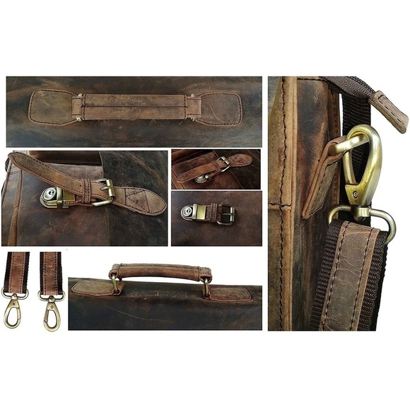 GRUNTLUXURY Leather Buffalo Messenger Bag - Picture 3 of 4